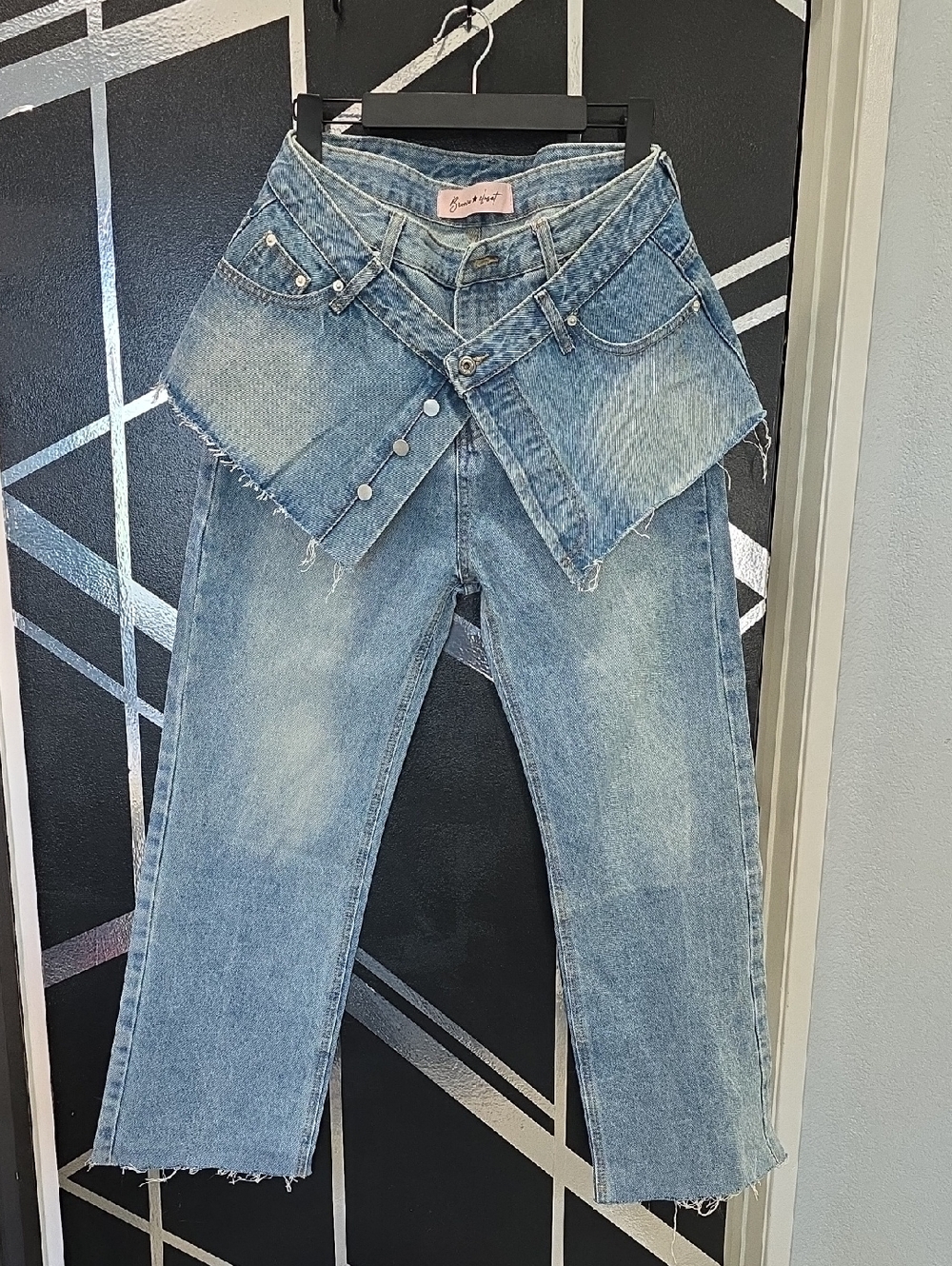 Upcycled Layered-Waist Light Blue Women’s Jeans
